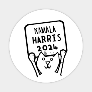 Cat Holding Kamala Harris Sign Magnet